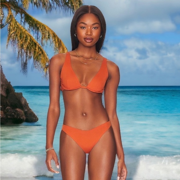 NEW L*Space Bikini Set Fused Alana Top Cabana Bitsy Bottom in Amber Size M / L - Picture 1 of 8